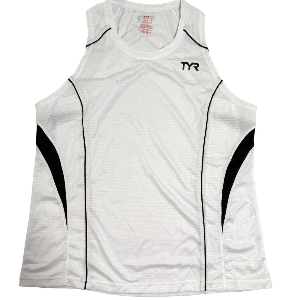 TYR Competitor Womens Sleeveless Athletic Tank Top - White Black - Size Medium